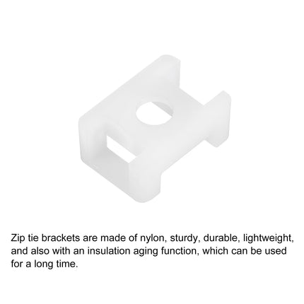 sourcing map 500pcs Cable Tie Base Saddle Type Mount Wire Holder, 22.3x15.9x9mm Wire Clips Organizer Mounts Clamps for Electronic Cables, White, 0.25" Diameter
