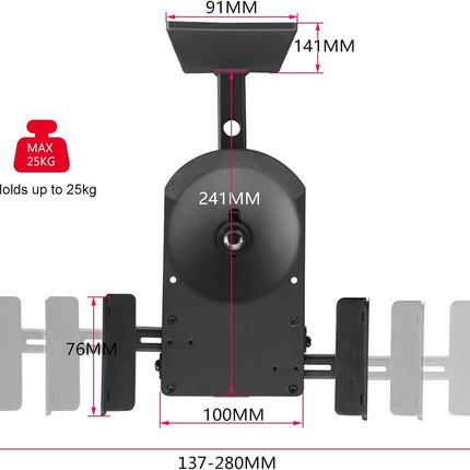 Dual speaker wall mounts, SAKOBS surround sound speakers, tiltable up and down 7.5° and swivelable left/right 45°, speaker mounts up to 25 kg, black SPM201 (2 pieces)