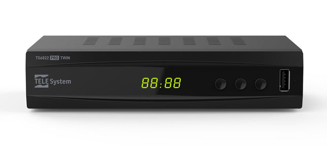TELE System TS6822 PRO DVB-T2 HEVC digitaalne maapealne dekooder ja topelttuuner DVR-T2 HD HDR (HDR10 / HLG) ekraani ja kaugjuhtimispuldiga 2-ühes teleri juhtimisega
