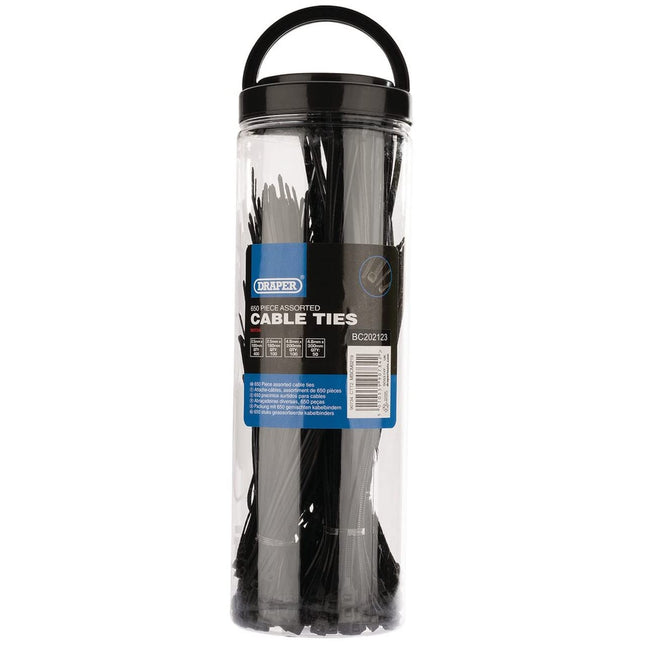 Draper 90734 Cable Ties Assorted (650 pieces), transparent