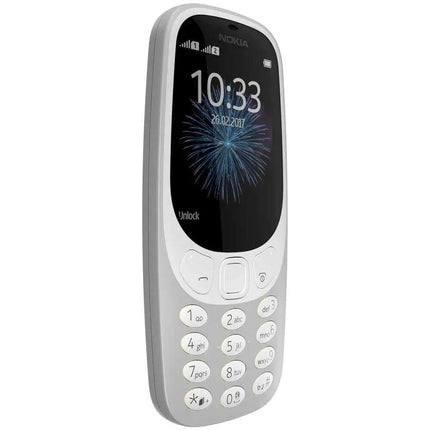 Nokia 3310 kahe SIM-kaardiga telefon, hall-valge, 2,4-tolline (6,1 cm), integreeritud kaamera, Bluetooth, FM-raadio itaalia keele valjuhääldiga