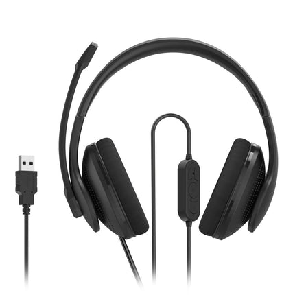Hama USB-peakomplekt, kõrvaklapid mikrofoniga (arvuti peakomplekt helitugevuse reguleerimise ja reguleeritava mikrofoniga, USB-A-pistik, 2 m kaabel, videokonverentside, kodukontori, e-õppe jaoks) must
