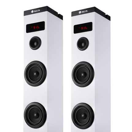NGS Sky Charm White - 50W Bluetooth Sound Tower with Remote Control, Optical Input, USB, FM Radio and AUX IN (White)