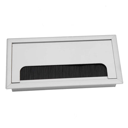 Computer Desk Cable Grommet, Square, Aluminum Alloy, Cable Grommet Insert, Top Opening, Organizer, for Offices, Entertainment Areas, Workstations, Silver