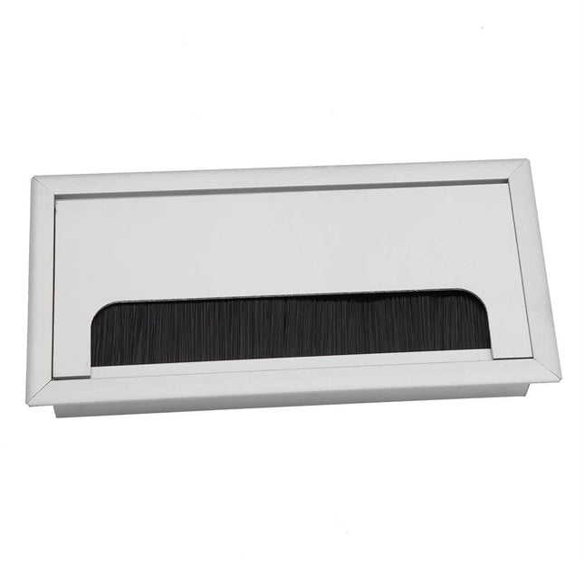 Computer Desk Cable Grommet, Square, Aluminum Alloy, Cable Grommet Insert, Top Opening, Organizer, for Offices, Entertainment Areas, Workstations, Silver