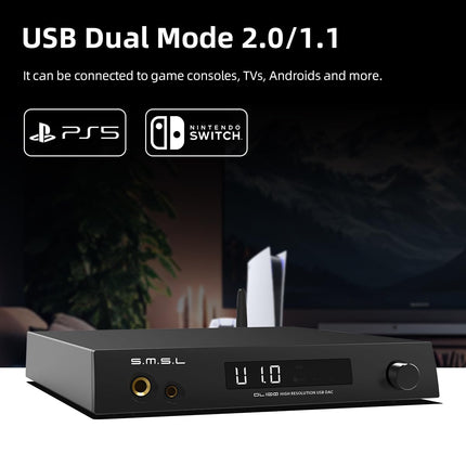 SMSL DL100 helidekoodri kõrvaklapivõimendi, 4 x CS43131 kiip, HDMI (ARC) saab kasutada teleri jaoks, kaherežiimiline ISB, 6,35 mm + 4,4 mm kahekordne kõrvaklapiväljund, XLR tasakaalustatud + RCA väljund, täisfunktsionaalne