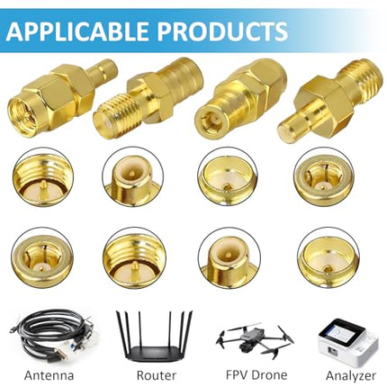 4 pieces car antenna adapter SMB female to SMA male with pin, DAB radio antenna adapter, RF adapter connector for car satellite radio antenna antenna cable pigtail