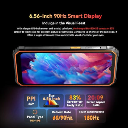 Blackview BV4800 SE välistingimustes kasutatav mobiiltelefon, 5100mAh, 12GB+64GB/2TB (2025), lepinguta nutitelefon, 6.56" 90Hz, IP69K veekindel, ehitusplatsi telefon, 16MP+8MP/kaks 4G/OTG/GPS/NFC (roheline)
