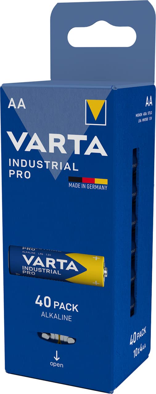 VARTA AA patareid, 40 tk, Industrial Pro, leelispatarei, 1,5 V, hulgipakk, valmistatud Saksamaal [ainult Amazonis]
