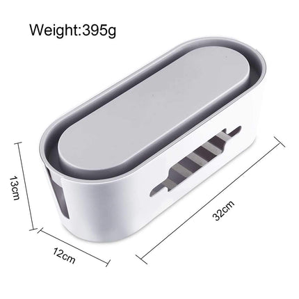 PORRASSO Cable Box Cable Management Box Cable Organizer Storage Box for Hiding Power Strips Adapters Cables - 12.6 x 4.7 x 5.1 Inch White