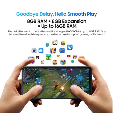 Blackview Color 8 Smartphone Unlocked, 16GB+256GB, 6.75" FHD+ 90Hz, 50MP+8MP Camera, 6000mAh Battery, THREE Card Slots, Android 13 Mobile Phone, Smart-K Box Speaker, GPS Blue