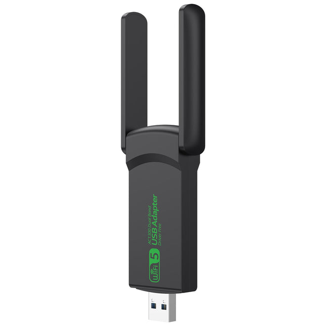 WLAN-pulk, 1300 Mbps WLAN-adapter kahe sagedusribaga 2,4 GHz/5 GHz USB WLAN-pulk arvutile/sülearvutile/lauaarvutile, suure võimendusega USB 3.0 WLAN-adapter kahe antenniga, toetab Windows 11/10/8.1/8/7/Vista/XP
