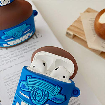 YIGEYI silikoonümbris, mis ühildub Airpods 1 ja 2 kõrvaklappidega, naljakas armas 3D-koomiksiümbris [veiniõlle seeria] (Bud Light)