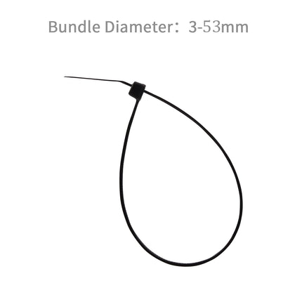 XINGO 1000 tk mustad kaablisidemed, 200 mm x 4,8 mm, 22,7 kg tõmbetugevusega, UV-kindlad, iselukustuvad kaablisidemed sise- ja välistingimustes kasutamiseks