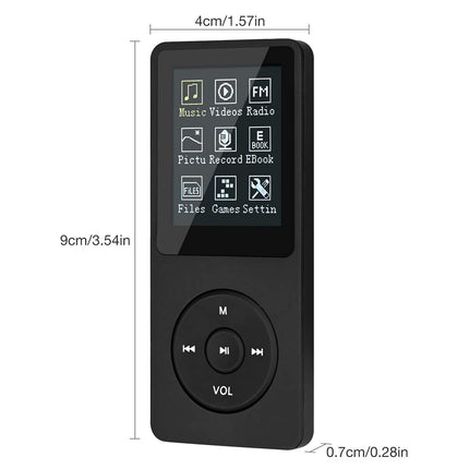 MP3/MP4 Player, Lychee Upgrade, 8 GB Digital Music Player, Portable HiFi Sound with Video/Voice Recording/FM Radio/E-Book Reader, Supports up to 64 GB (Black)