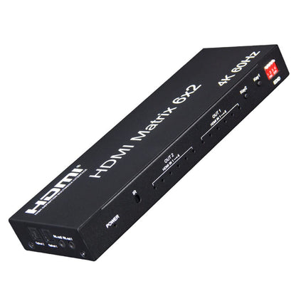 XYKJOBC 4K 60Hz 6x2 HDMI maatriks 6 sisendi 2 väljundi HDMI jaoturi lüliti 4x2 HDMI maatriksi audio-video muundur EDID-ga PC TV kahe monitori jaoks (6x2 HDMI maatriks)