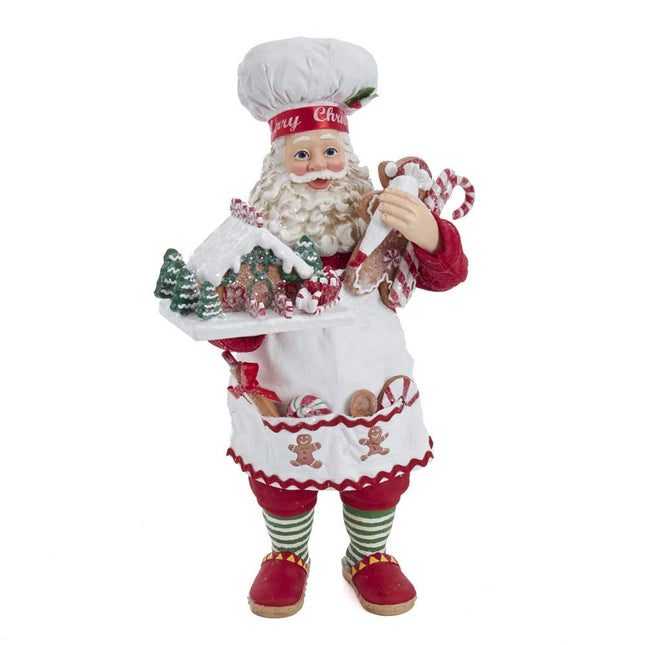 Kurt S. Adler 10.5-Inch Fabriché Gingerbread Chef Santa, Resin Polyvinyl Chloride, Multicolored, 10.5in