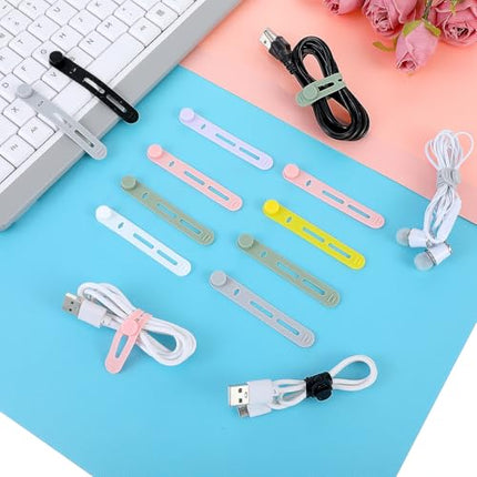 Reusable Silicone Cable Ties, Adjustable Wire Organizer, Bundle Straps for Devices and Charging Cables, 21 Pack