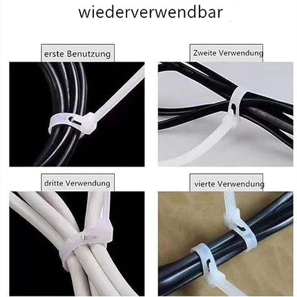 Donboly korduvkasutatavad kaablisidemed, mustad, vastupidavad, tugevast nailonist, suured, eemaldatavad, paksust plastist kaablisidemed, mustad, 5 x 200 mm, 100 tk pakis