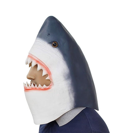 Tiardey Shark Mask, Latex Realistic Sea Animal Full Head Mask for Halloween Costume Party, Carnival, Cosplay, Blue