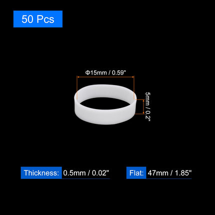sourcing map 50pcs Silicone Rubber Bands 15 x 5mm Rubber Bands Rings Cable Ties Strong Elastic Bands Non-Slip for Drawstring Packaging Bags White