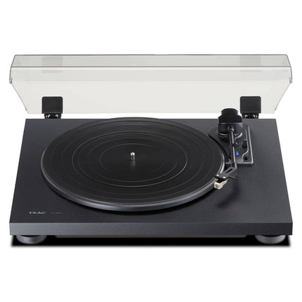 Teac TN-180BT-A3 plaadimängija Bluetooth-väljundiga (rihmülekanne, 33/45/78 p/min, integreeritud fono-eelvõimendi, suure tihedusega MDF-korpus) must
