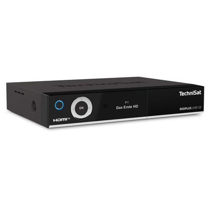 TechniSat DIGIPLUS UHD S2-4K satelliitvastuvõtja tähtnumbrilise ekraani ja kahe tuuneriga (DVB-S/DVB-S2, HEVC, H.265, PVR salvestusfunktsioon, WLAN, LAN, CI+, USB, OLED) must