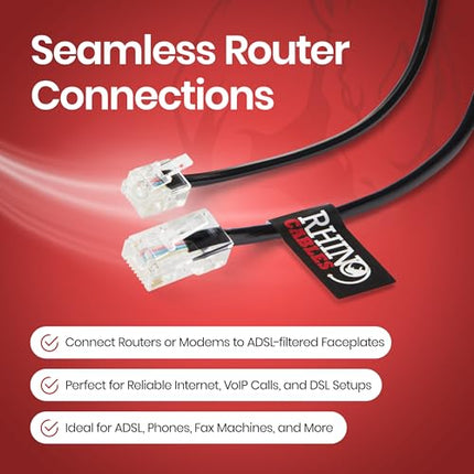 Rhinocables võrgukaabel RJ11 kuni RJ45 Etherneti modemi andmesidetelefoni kaabel