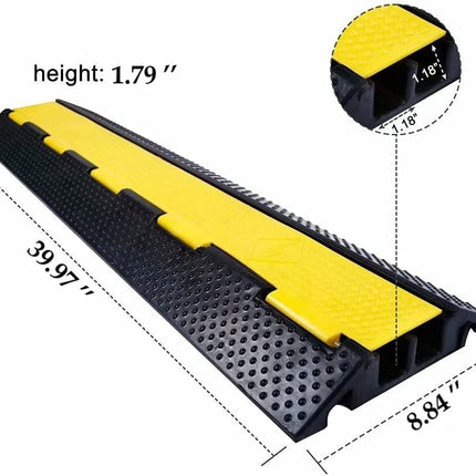 BWKJMY 2-Channel Floor Cable Cover - 1 Pack Cable Protector Ramp for Cables, Heavy Duty Driveway Tank Ramps, Non-Slip Rubber Cable Ramp, Outdoor Cable Cover (1 Pack, 100x22x5 cm)