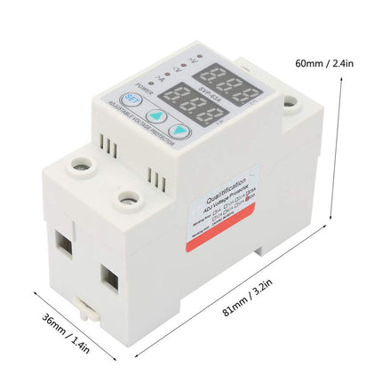 Overcurrent protection, AC230V 63A voltage current protection, single-phase overvoltage protection, 230V-300V adjustable, DIN rail installation