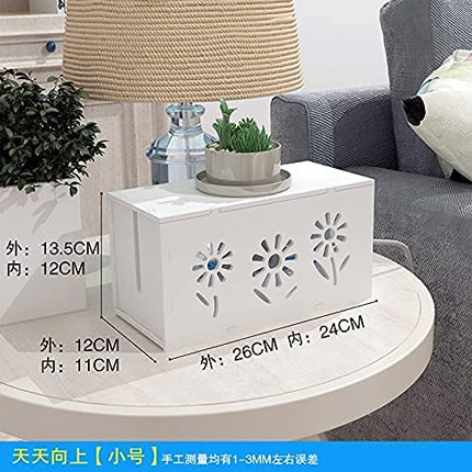 Verve Jelly Power Cable Storage Box Removable Cable Box Socket Box Cable Collector Storage Box for Cable Management Charging Cable PVC Plastic with Ventilation Wood Texture Organizer