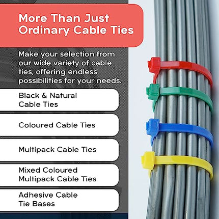 Cable Ties – 100 Pack Natural Cable Ties for Secure Cable Management – ​​Heavy Duty Cable Ties up to 54.4 kg Tensile Strength – 300 x 3.6 mm Nylon Ties with Automatic Locking Mechanism –