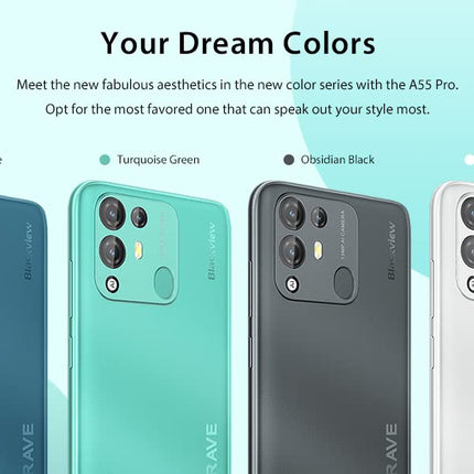 Blackview A55 PRO 4G Mobile Phone without Contract, Helio P22 Octa-Core 4GB+64GB, 5MP+13MP Camera, 6.53'' HD+ IPS, 4780mAh Battery, Android 11 DUAL SIM Smartphone GPS, Face Unlock Fingerprint White