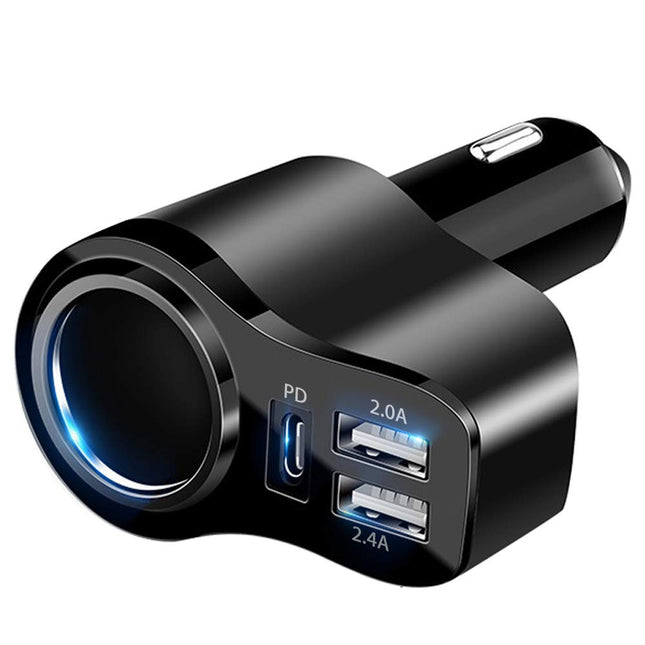 4-ühes autolaadija PD 3.0 sigaretisüütaja USB-jaotur 12V autolaadija 168W kiirlaadimisega mini-USB-adapteri pesa iPhone 16 15 14 13 12 11 Samsung S25 S24 Huawei GPS-registraatorkaamerale