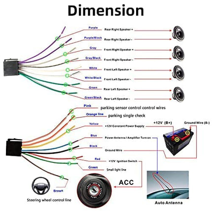 Podofo 2 DIN 7-tolline autoraadio koos Mirror Linkiga iOS/Androidi jaoks, Bluetooth puutetundliku ekraaniga raadio, FM/USB/roolil juhtimine/AUX-IN+tagurduskaamera