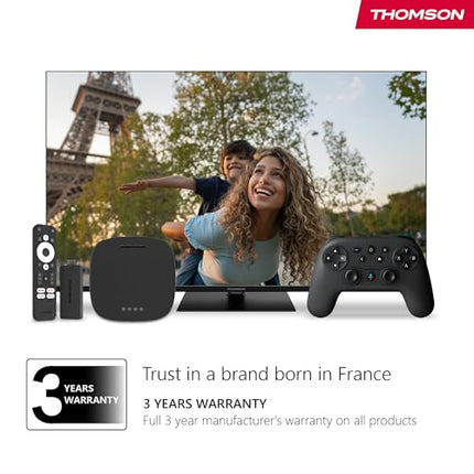 Thomson Streaming Box 270 Plus | Integrated speaker for voice control | Google TV | Netflix, Disney+ | 4K UHD | Streaming via Wi-Fi | Google Cast | 32GB storage