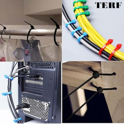TERF® Cable Ties, 200 mm x 3.6 mm, Premium Nylon, Secure Self-Closing Mechanism, Plastic Ties for Home, Office, Garden, Garage, Workshop, DIY, Multipurpose, Purple, 100 Pack