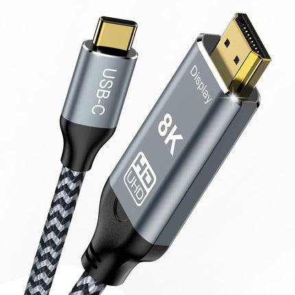 Angusplay USB C - HDMI 2.1 kaabel, 8K@60Hz 4K@240Hz C-tüüpi - HDMI kiire kaabel, HDR HDCP 2.3 Thunderbolt 4/3 - HDMI kaabel 2.1, ühildub iPhone 15 Pro, MacBook Pro/Air UHD teleri ja monitoriga, 3M