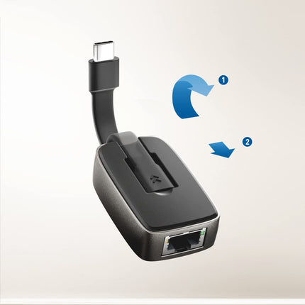 Cable Matters' Foldable USB C Ethernet Adapter, Portable USB C LAN Adapter, USB-C to LAN Adapter with 10/100/1000 Mbps Ethernet Network - Thunderbolt 4/3, USB4 Compatible