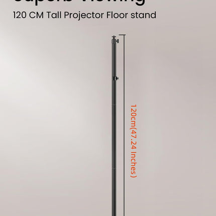 Aurzeni projektorialus, ühildub enamiku projektoritega, 120 cm kõrgune, 1/4-tollise kruviga, toetab kuni 8,2 kg, ideaalne projektoritele, kaameratele, mobiiltelefonidele jne.