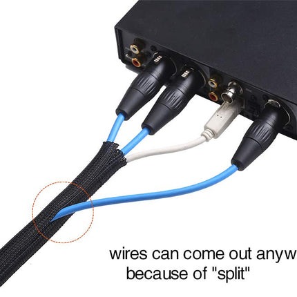 Alex Tech 13mm-7.7m self-closing cable sleeving woven cable sheath cable protector cuttable black for TV computer home theater automotive cables at home and in the office