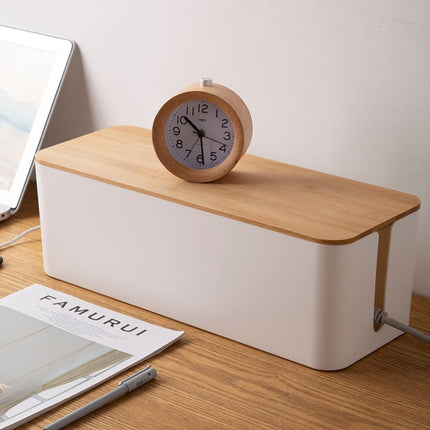 Cable organizer box for cable routing power strip, cable management box, storage box for hiding power strips, organizer to avoid cable clutter (white)