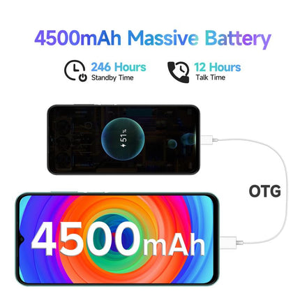 Ulefone Note 14 Cheap Mobile Phone without Contract, 64GB ROM 8GB RAM 128GB SD 6.52" Large Screen 4500mAh 13MP+5MP Camera Android 12 Smartphones 3 Slots/4G Mobile Phone Dual SIM/Face ID/GPS/OTG/Type-C - Green