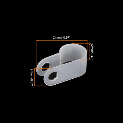 QUARKZMAN R-Type Cable Clip Wire Clamp, 10.4 mm 0.41 inch Nylon Screw Fastening Cable Tie Clips with Screws White Black for Cable Management Pack of 200