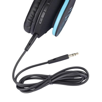 PowerLocus juhtmevabad kõrvaklapid, Bluetooth-kõrvaklapid mikrofoniga, kokkupandavad, pehmed kõrvapadjad, Hi-Fi stereobass, juhtmevabad ja juhtmega peakomplekt lastele/täiskasvanutele/telerile/arvutile/kodukontorisse (sinine)