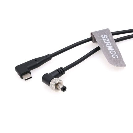 SZRMCC 12V PD täisnurgaga USB-C USB-C täisnurgaga lukustatava DC 2.1 2.5 päästiku toitekaabel Atomos Battery Eliminatorile Shinobi 7 Shogun Connecti videoseadmetele Pix-E7 E5 monitorile (1m)
