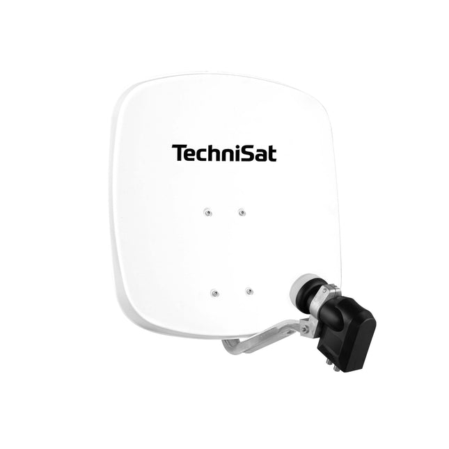 TechniSat DIGIDISH 45 – Satelliidiantenn 4 kasutajale (45 cm väike satelliitsüsteem – komplekt seinakinnituse, Quattro Switch LNB ja torule kinnitatava liitmikuga) valge