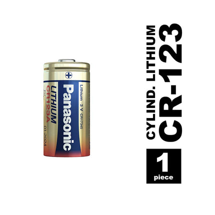 Panasonic CR123 cylindrical lithium battery for lightweight devices with high energy requirements such as smoke detectors, alarm systems, headlamps, cameras, 3V, 10 packs (10 pieces)
