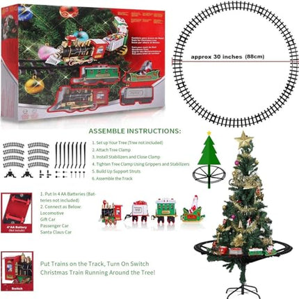 Shatchi Christmas Train Set, Around the Tree, Christmas Decoration, Festive Lights and Sounds, One Size