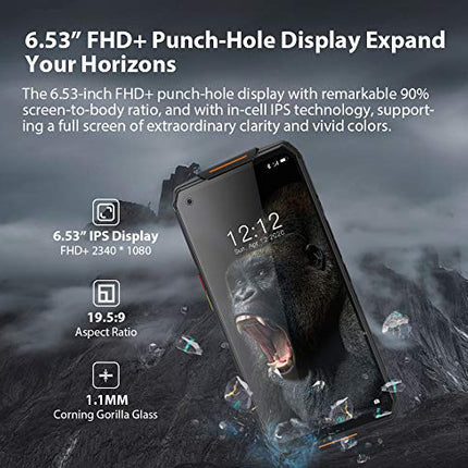 OUKITEL WP7 Flagship Outdoor Smartphone without Contract, 48MP Triple Camera + 8MP IR Night Vision Camera, 16MP Front Camera, Helio P90 8GB + 128GB, 8000mAh Battery, NFC, 6.53” FHD+ Rugged Smartphone Black